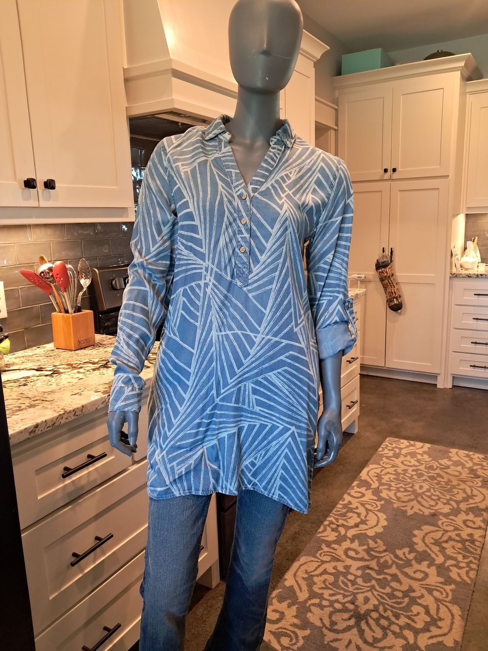 Chelsea & Theodore Blue and White Patterned Tunic